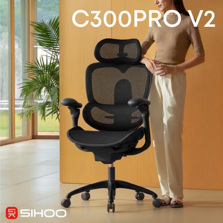 Офисное кресло Sihoo C300 PRO V2 Black (C300-PRO-V2-B101)