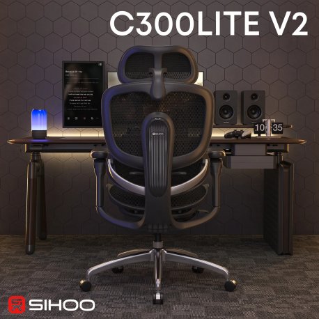 Офісне крісло Sihoo C300 Lite V2 Black (C300-LITE-V2-B101)