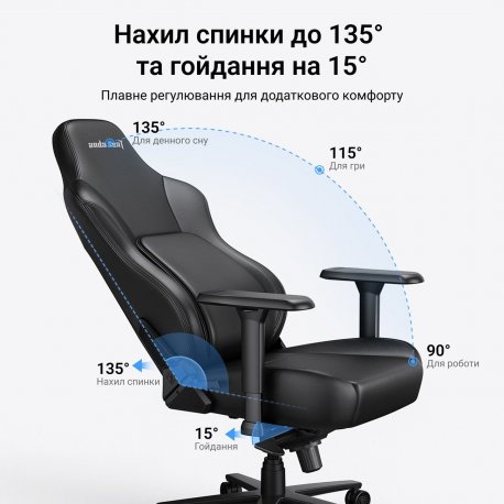 Игровое кресло Anda Seat Phantom 4 Pro L до 100 кг Black (AD18YSDC-72-B-PV-B02)