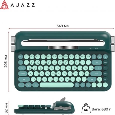Клавіатура бездротова Ajazz AF84 Wireless/Bluetooth Black (AF84-B)