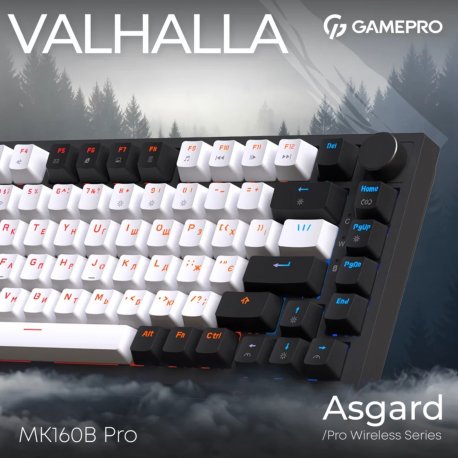 Бездротова клавіатура GamePro Asgard Valhalla QLAB Sakura Switch Bluetooth/2.4G/USB Black (MK160-B-QS-PRO)