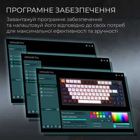 Бездротова клавіатура GamePro Asgard Valhalla QLAB Sakura Switch Bluetooth/2.4G/USB Black (MK160-B-QS-PRO)