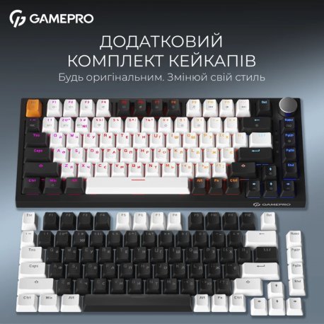 Бездротова клавіатура GamePro Asgard Valhalla QLAB Sakura Switch Bluetooth/2.4G/USB Black (MK160-B-QS-PRO)
