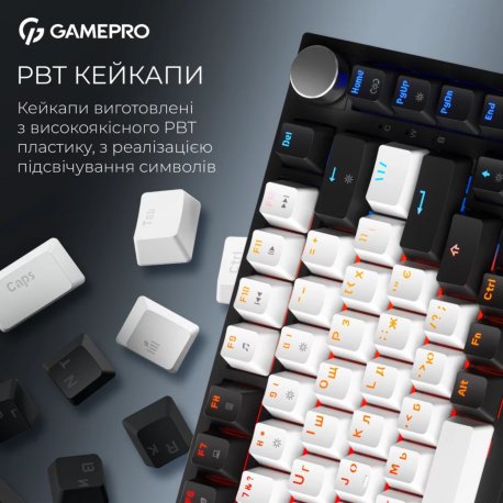 Бездротова клавіатура GamePro Asgard Valhalla QLAB Sakura Switch Bluetooth/2.4G/USB Black (MK160-B-QS-PRO)