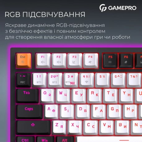 Бездротова клавіатура GamePro Asgard Valhalla QLAB Sakura Switch Bluetooth/2.4G/USB Black (MK160-B-QS-PRO)
