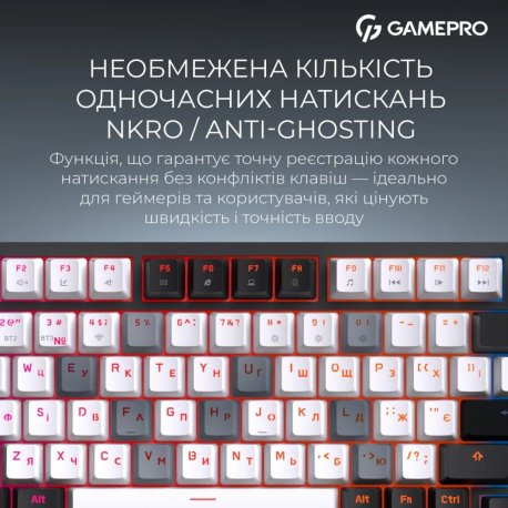 Бездротова клавіатура GamePro Asgard Valhalla QLAB Sakura Switch Bluetooth/2.4G/USB Black (MK160-B-QS-PRO)