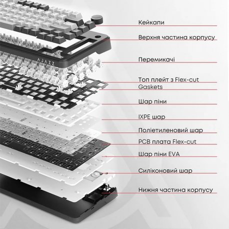 Клавіатура Ajazz AK820 Red Switch USB-C Black (AK820-R-B)