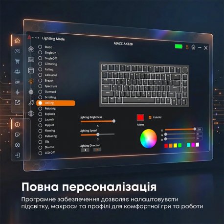 Клавіатура Ajazz AK820 Red Switch USB-C Black (AK820-R-B)