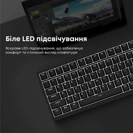 Клавіатура Ajazz AK820 Red Switch USB-C Black (AK820-R-B)