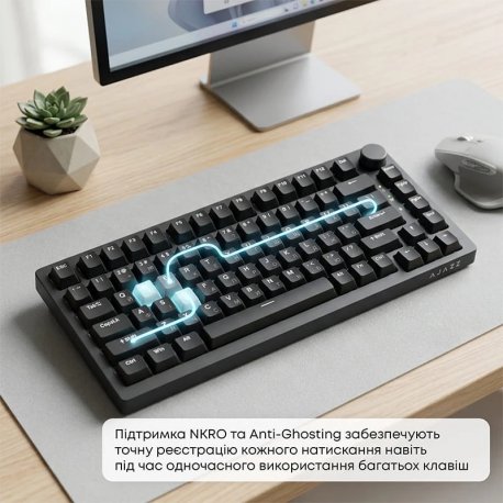 Клавіатура Ajazz AK820 Red Switch USB-C Black (AK820-R-B)