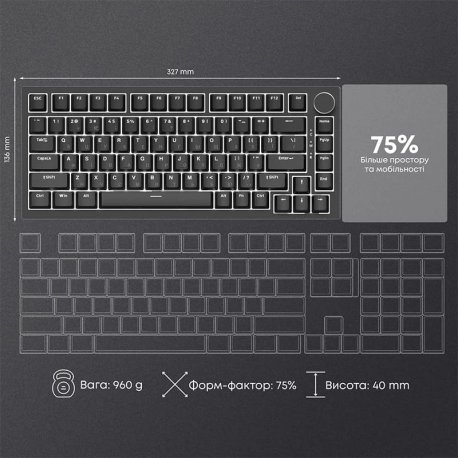 Клавіатура Ajazz AK820 Red Switch USB-C Black (AK820-R-B)