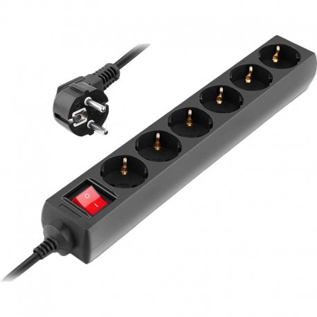Сетевой фильтр REAL-EL RS-6 Protect M 3м Black (EL122300034)