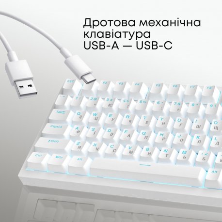 КлавиатураAjazz AK820 Red Switch White USB-C (AK820-R-W)