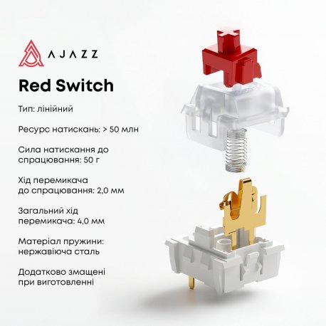 КлавиатураAjazz AK820 Red Switch White USB-C (AK820-R-W)