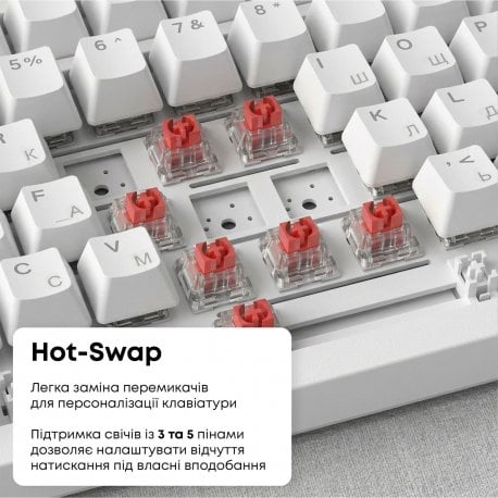 КлавиатураAjazz AK820 Red Switch White USB-C (AK820-R-W)