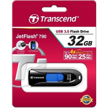 Флеш накопитель USB Transcend JetFlash 790 32GB Black (TS32GJF790K)