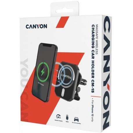 Автодержатель с беспроводным ЗУ Canyon CM-15 15W (CNE-CCA15B01)