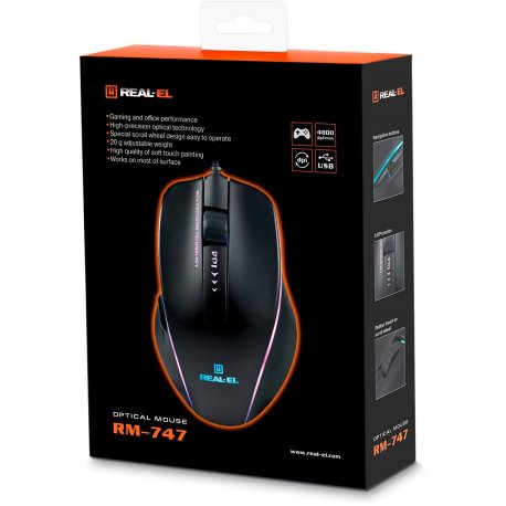 Мышь REAL-EL RM-747 Black (EL123200028)