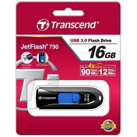 Флеш накопитель USB Transcend JetFlash 790 16GB Black (TS16GJF790K)