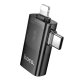 Адаптер перехідник Hoco UA36E 2в1 Lightning/ Type-C to USB Black Адаптер перехідник Hoco UA36E 2в1 Lightning/ Type-C to USB Black