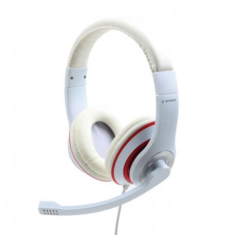 Наушники Gembird 3.5 Jack 1x4-pin White/Red (MHS-03-WTRD)