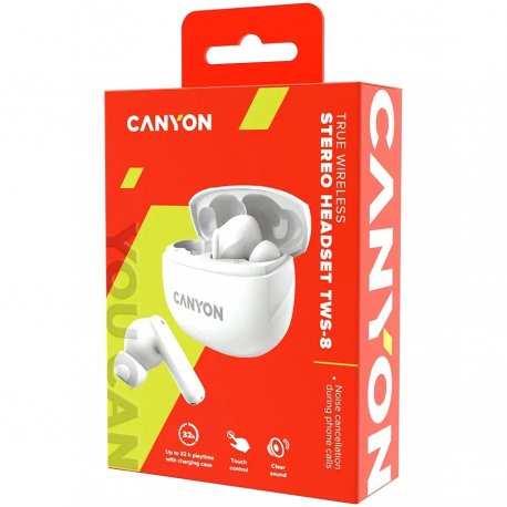 Бездротові навушники Canyon TWS-8 White (CNS-TWS8W)