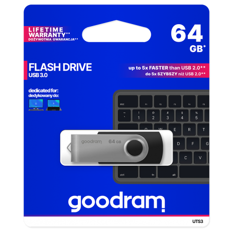 Флеш накопитель Goodram UTS3 64GB USB 3.0 Black (UTS3-0640K0R11)