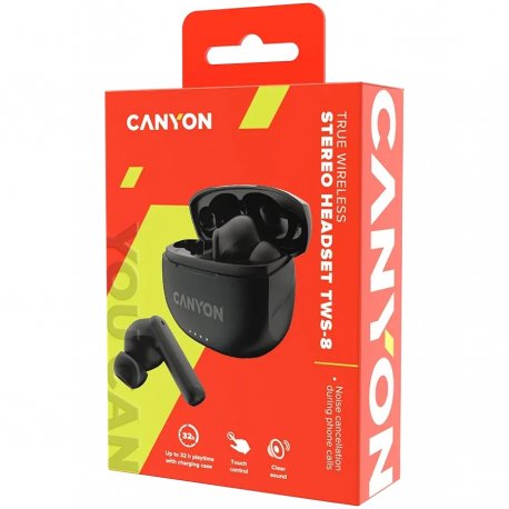 Бездротові навушники Canyon TWS-8 Black (CNS-TWS8B)