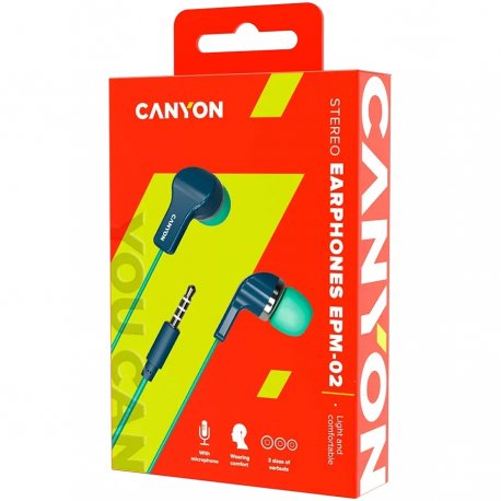 Наушники Canyon EPM-02 Mic Green/Blue (CNS-CEPM02GBL)