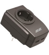 Сетевой адаптер 2E 1xТип F 16A 2xUSB-A Black (2E-AD120U)