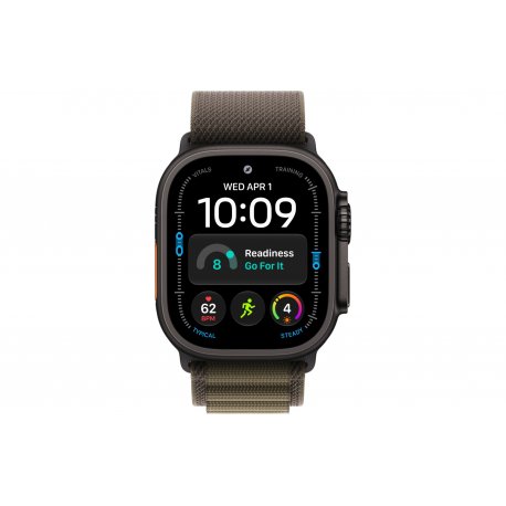 Apple Watch Ultra 4 49mm (GPS+5G) Black Titanium Case with Dark Olive Alpine Loop - S