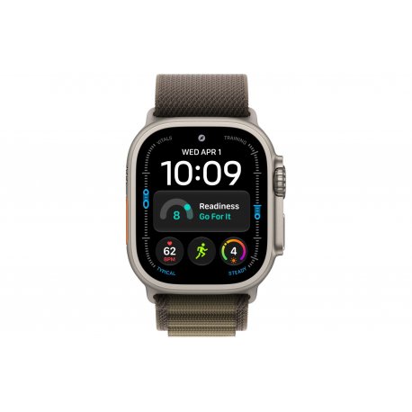 Apple Watch Ultra 4 49mm (GPS+5G) Natural Titanium Case with Dark Olive Alpine Loop - S