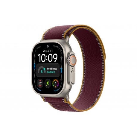 Apple Watch Ultra 4 49mm (GPS+5G) Natural Titanium Case with Burgundy Trail Loop - S/M