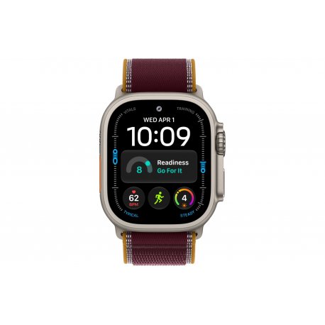 Apple Watch Ultra 4 49mm (GPS+5G) Natural Titanium Case with Burgundy Trail Loop - S/M