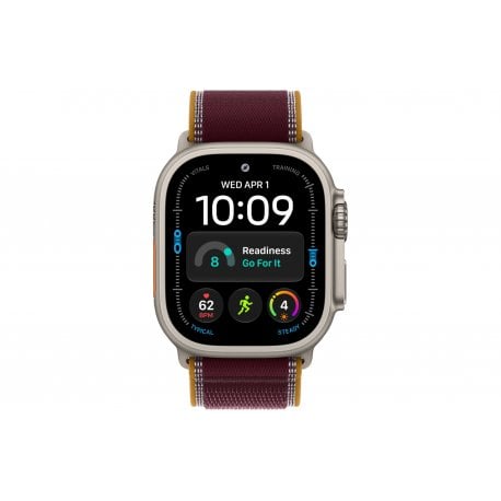 Apple Watch Ultra 4 49mm (GPS+5G) Natural Titanium Case with Burgundy Trail Loop - S/M