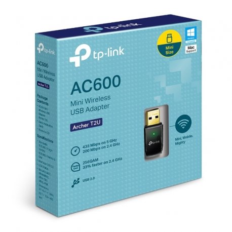 Бездротовий WiFi USB-адаптер TP-LINK AC600 Black (Archer T2U)