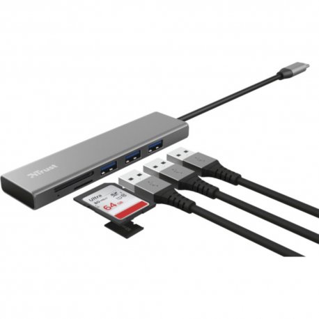 Картридер Trust Halyx Fast USB-C Hub & reader (24191)