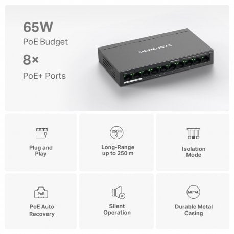 Коммутатор Mercusys MS110P Black (MS110P)