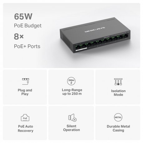 Комутатор Mercusys MS110P Black (MS110P)