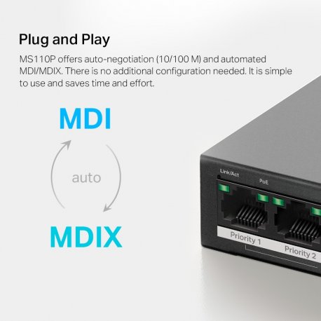 Коммутатор Mercusys MS110P Black (MS110P)