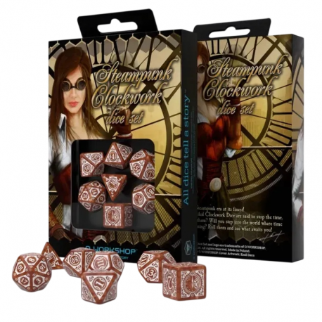 Набір кубиків Steampunk Clockwork Caramel & white Dice Set (7) (SSTC03)