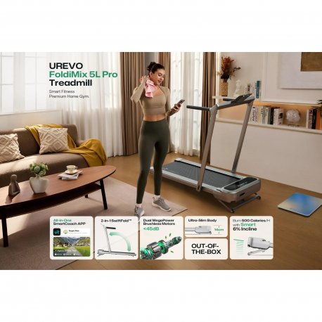 Беговая дорожка Urevo FoldiMix 5L Pro URTM045 Silver (1166888)
