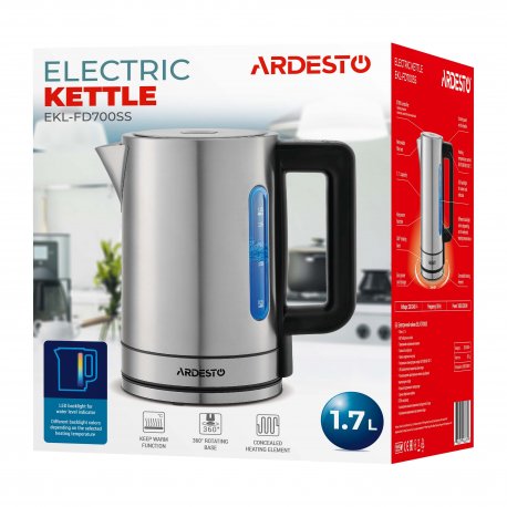 Електрочайник Ardesto 1.7л Steel Collection Strix Silver (EKL-FD700SS)