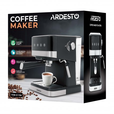 Кофеварка рожковая Ardesto 1.5л Black/Silver (YCM-E1700)