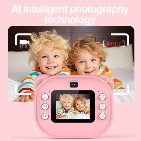 Детский фотоаппарат-принтер Bambi Frog Pink (6948679457685)