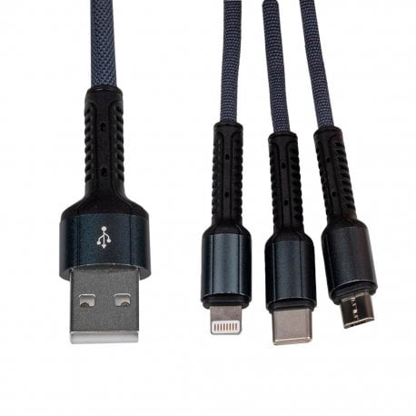 Кабель LP 3в1 USB 3.0 to Type-C/Lightning/Micro-USB 1.2m Black (C20CM)