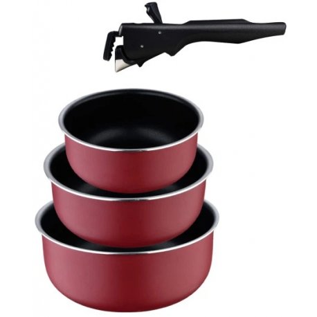 Набір ковшів Bergner Click & cook (3 шт) Black/Red (BG-31608-RD)