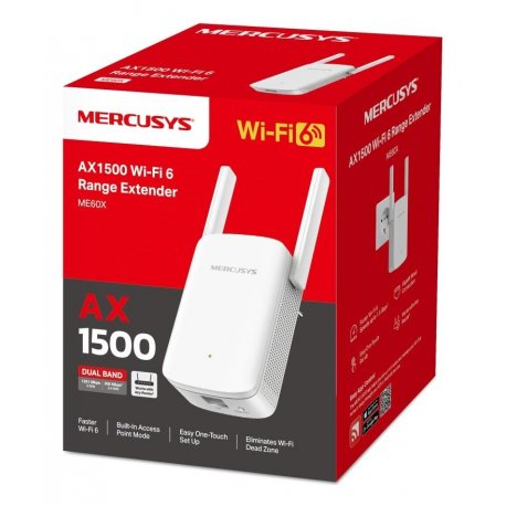 Підсилювач бездротового сигналу WiFi Mercusys AX1500 White (ME60X)