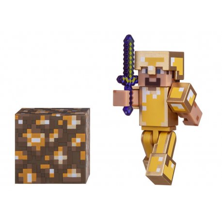 Игровая фигурка Jazwares Minecraft Стив в золотой броне серия 3 (16488M)