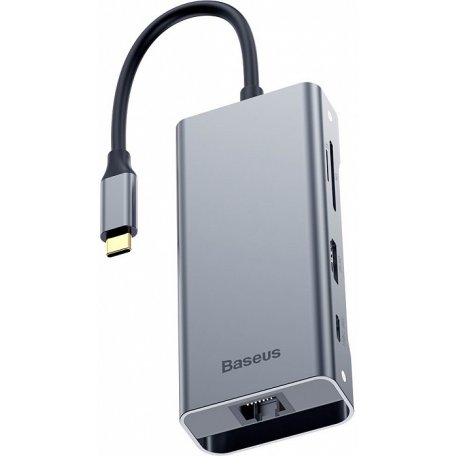 Адаптер Baseus Multi-functional Hub Type-C to USB3.0 2+HDMI 1+USB-C(PD) 1+RJ45 1+TF/SD (CATXF-0G)